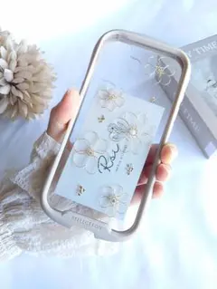 【上品で大人可愛い】ゴールドワイヤーフラワー　iPhoneケース