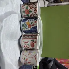花柄・鳥模様の湯飲み5個セット