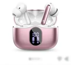 ワイヤレスイヤホンbluetooth5.4 ピンクLEDディスプレイ40時間再生