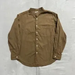GU ブラウン バンドカラー 長袖シャツ