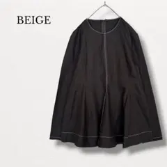 BEIGE, ベイジ【M】ステッチデザインペプラムブラウス 長袖 ブラックのサムネイル