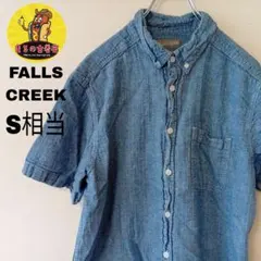 USA古着 FALLS CREEK　半袖ボタンデニムシャツS相当　ブルーのサムネイル