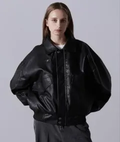 CLELヴィンテージデザイン合皮ブルゾン