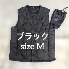 美品【ユニクロ】ウルトラライトダウンウェーブキルトベストサイズM収納袋付 黒
