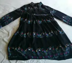 昭和レトロ ビンテージ 黒 小花柄 セットアップ ブラウス スカート #アナスイ