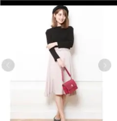 アプワイザーリッシェ ニットドッキングワンピース プリーツ ピンクベージュ M