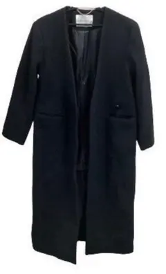 ミディウミソリッド ロングコート ウール オーバーサイズ ノーカラー Vネック