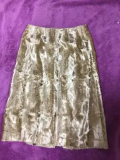 VINTAGE ベロアゴールドスカート 古着　ベロアのサムネイル