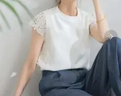 URBAN RESEARCH ROSSOレースフレンチスリーブ　Tシャツ