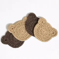 くまさんコースター 4枚セット｜かぎ針編み｜ハンドメイド｜ナチュラルカラー