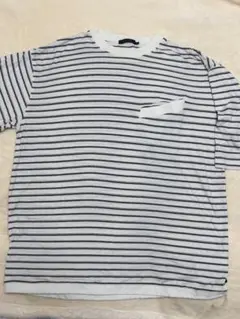 ニコアンド…ボーダー ポケット Tシャツ ホワイト ブラック　サイズ③Mのサムネイル