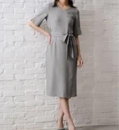 RANAN ワンピース 美品 麻調 ベルト付 きれいめ