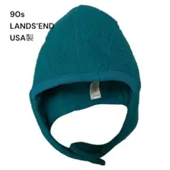 90s Lands' End フリース帽子 USA製　ヴィンテージ　ターコイズ