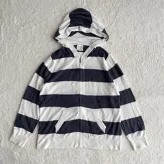 ジェラートピケ ふわふわ ボーダー パーカー フルジップ ルームウェア 部屋着