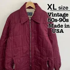 USA製　80s-90s　キルティングジャケット　XL　レッド　ボア裏地　古着