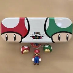 USJ限定 スーパーマリオ キノコデザイン缶ケース＋キーホルダー3点