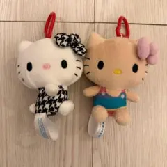 キティちゃん 千鳥柄 日焼けキティ ぬいぐるみキーホルダー2個セット