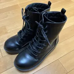 厚底レースアップブーツ 黒 Lサイズ（24.0）