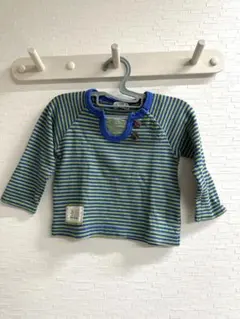 青と緑のストライプ 長袖Tシャツ 95cm未満