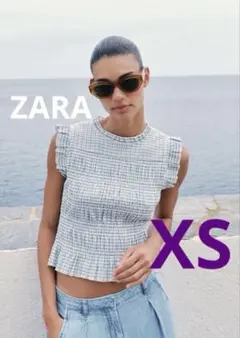 ZARA ギンガムチェック柄スモッキング加エトップス S - メルカリ