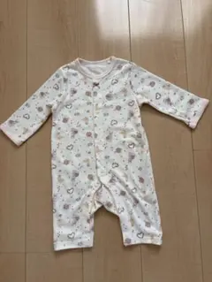 ロンパース 長袖 70〜80cm うさぎ　アヒル　ピンク