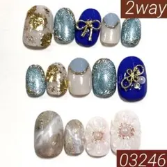 【現品】No.5010ブライダル 成人式 マグネットネイル 水彩ネイル 2way