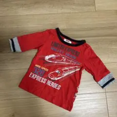 新幹線プリント Tシャツ ５分丈 100cm 赤