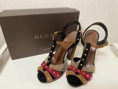 超美品⭐︎裏貼り済GUCCI定価10万スタッズサンダル⭐︎タイツでオールシーズン可