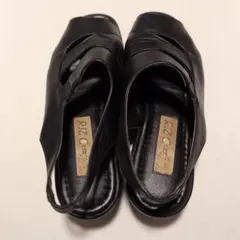 RIZ Comfort 黒レザーサンダル オープントゥ
