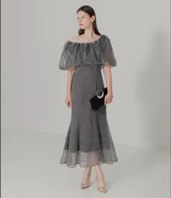 LEJA2WAYオフショルダーパフスリーブバリエマーメイドワンピースロングドレス