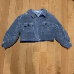 青 コーデュロイ クロップドジャケット Mサイズ