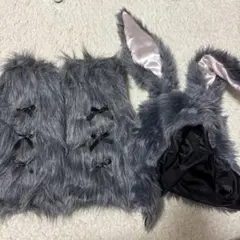 バニーガール コスプレ衣装 グレー ファー 文化祭 ハロウィン うさぎ