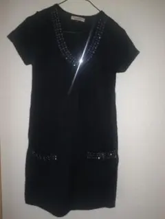 半袖ニットチュニック　黒