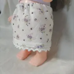 人形の裾レース付スカート【小花柄ラベンダー＆白レース】1128001