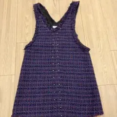 ZARA 紫系ツイード ジャンバースカート