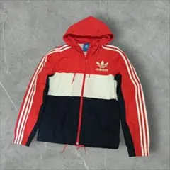 ✅️adidas アディダスナイロンジャケットトリコロールフード付き