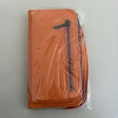 オレンジ iphone14promax6.7インチ手帳型ケース ストラップ付き