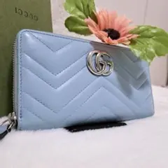 グッチ　長財布　ラウンドファスナー マーモント　キルティング　GGロゴ