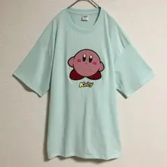 星のカービィ　シャツ　半袖　サガラ刺繍　キャラクター　ゲーム　ミント　Lサイズ