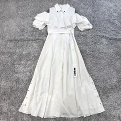 マリークヮント×マーキュリーデュオ【M】白系 ラッフルシャツワンピース 綿混み