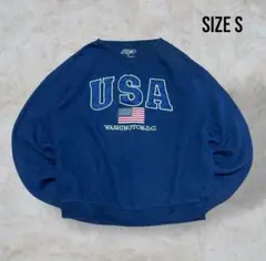 USA古着スウェットアメリカ製刺繍ロゴワシントンD.C.ビッグロゴネイビー星条旗