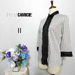 ✨極美品✨ナラカミーチェ ストレッチ ストライプ 七分袖シャツ グレー 