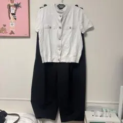 GU ホワイトボタン付きセットアップ M