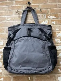 NIKE ナイキ　ハンドバック　トートバッグ y2k テック　刺繍　グレー