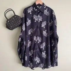 虎柄 総柄 XL オーバーサイズ タイガー柄 長袖シャツ ユニセックス 男女兼用