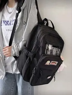 SHEIN 10525898 大容量 リュック 黒