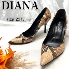 【未使用級】DIANA　ダイアナ　パイソン型押し　パンプス　ポインテッドトゥ