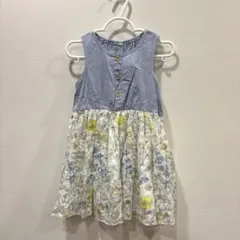 花柄 刺繍 ワンピース ノースリーブ　90cm 100cm