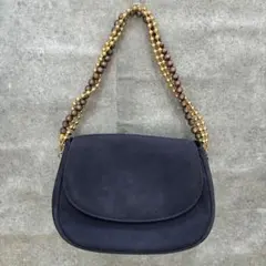 ショルダーバッグ　スエード　ネイビー　紺色