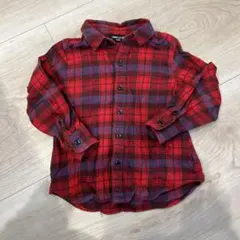コムサイズム 長袖　チェック　赤　ブラウス　シャツ　100